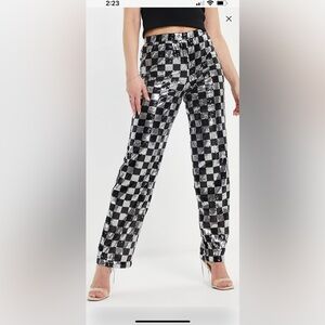 Noisy May Checkered Sequin Women's Pants
